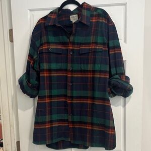 L.L. Bean Navy and Red Plaid Shirt